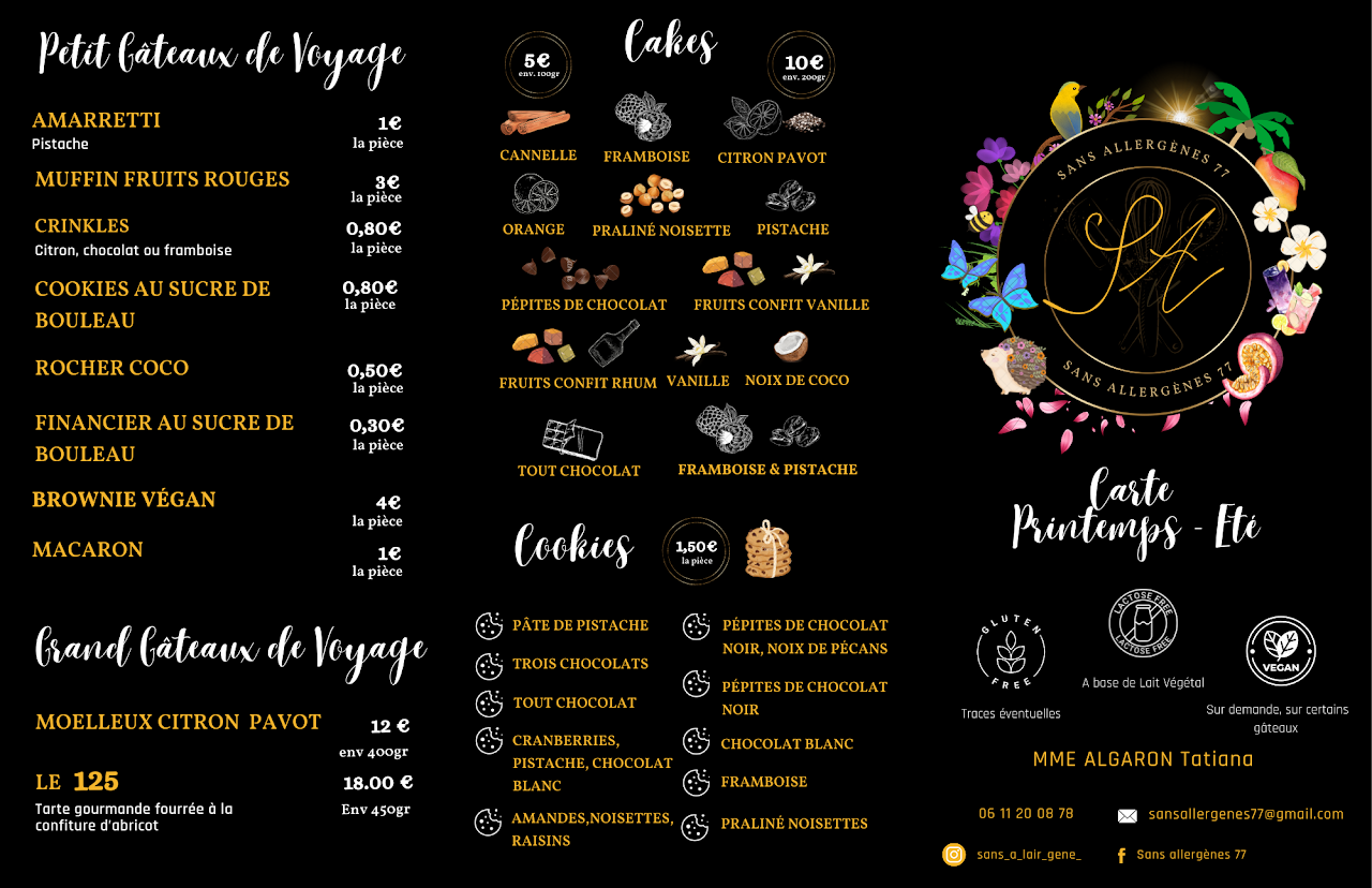 Carte des pâtisseries - Page 1